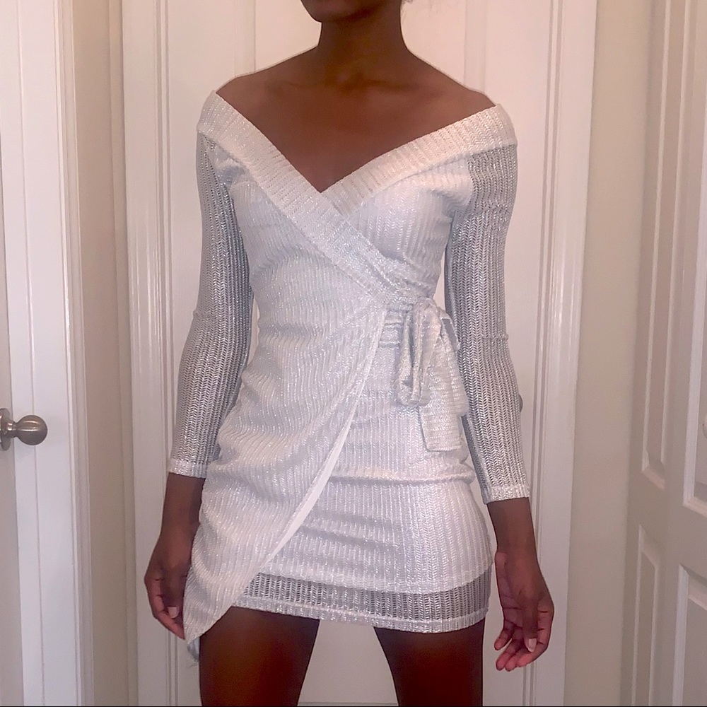 LUXXEL Silver Mini Dress